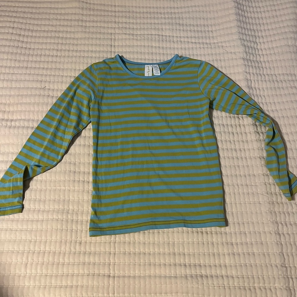 Matilda Jane Green and‎ Blue Striped Long Sleeve Tee